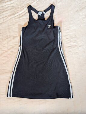 Adidas Originals Black Racerback Tank Dress 3-Stripes Trefoil Logo Size M